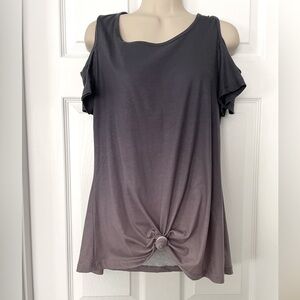 Gray Ombré Cold Shoulder Top